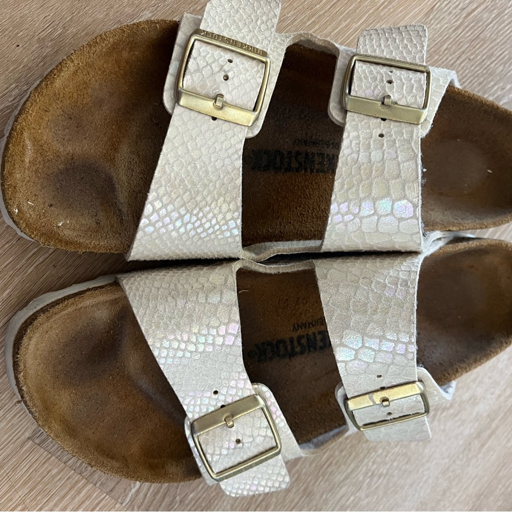Birkenstock Women’s Snake Print White Sandals